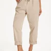 Beige Relaxed Fit Tapered Trousers