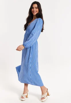 Blue And White Striped Maxi Dress