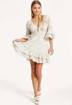 Cream Broderie Anglaise Mini Dress