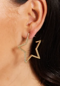Five-Pointed Star Diamond Earrings Gold