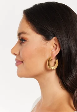 Flat Frill Hoop Gold  Earrings
