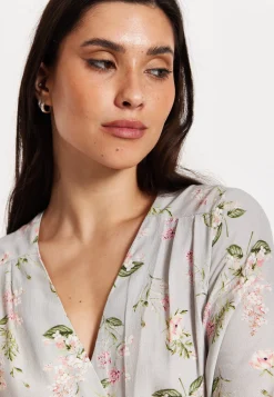 Floral Print Kimono Sleeve Wrap Maxi Dress