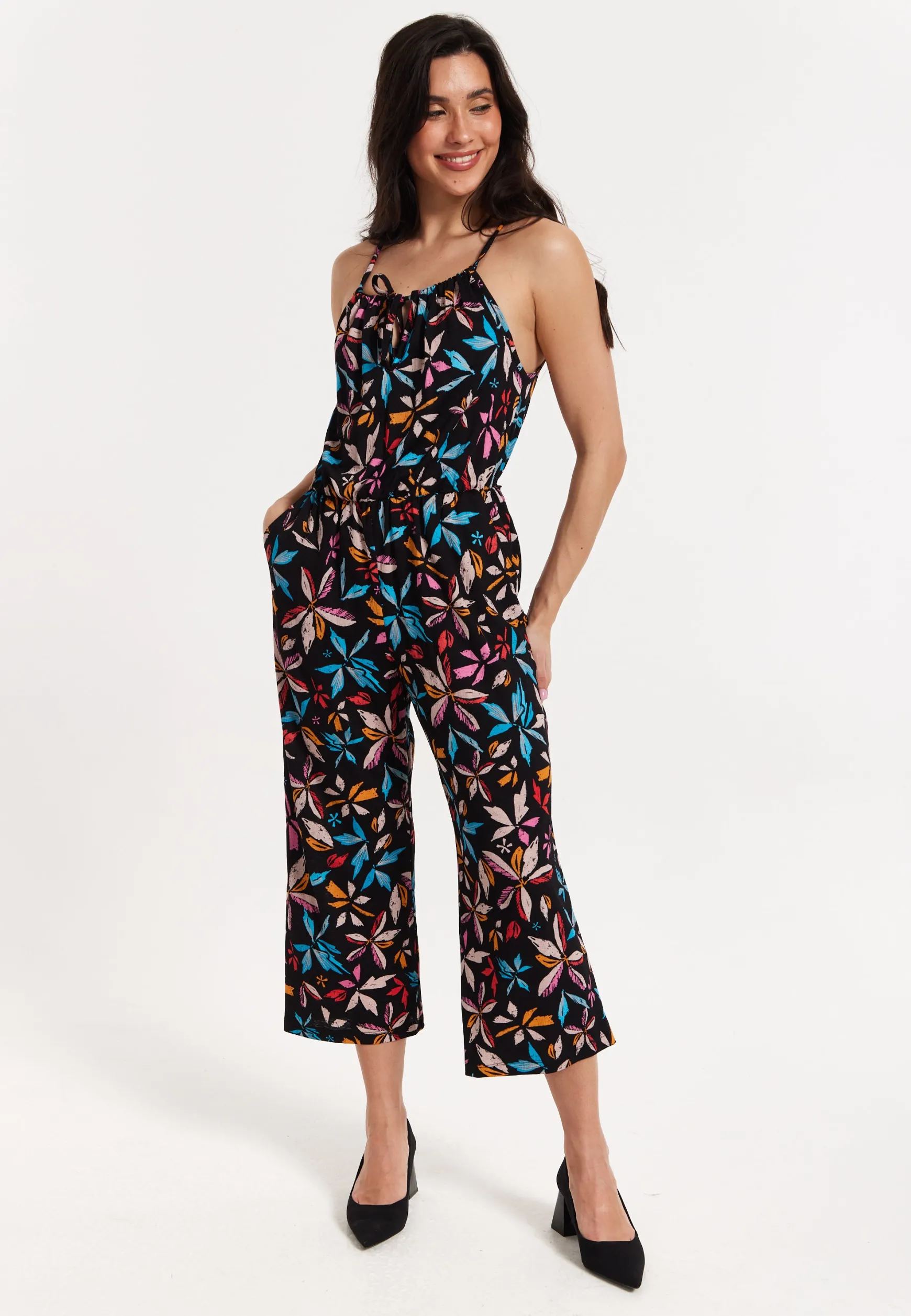 Floral Print Sleeveless Jumpsuit