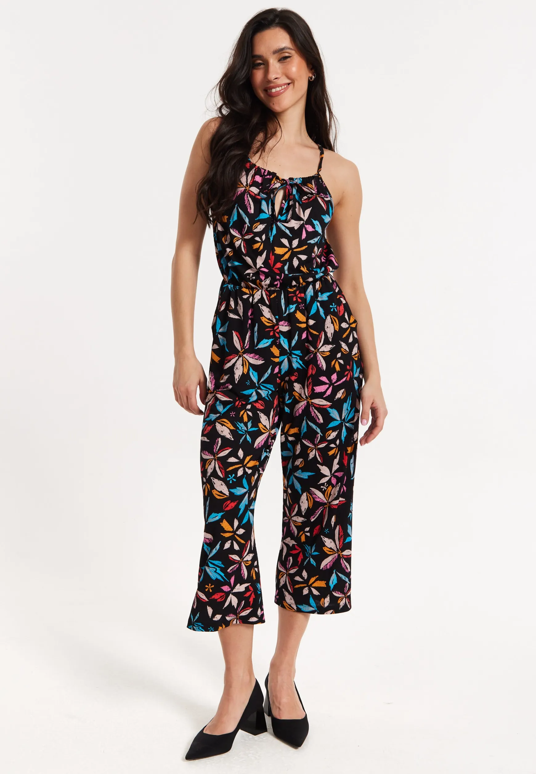 Floral Print Sleeveless Jumpsuit