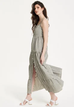Gingham Tiered Maxi chekered Dress