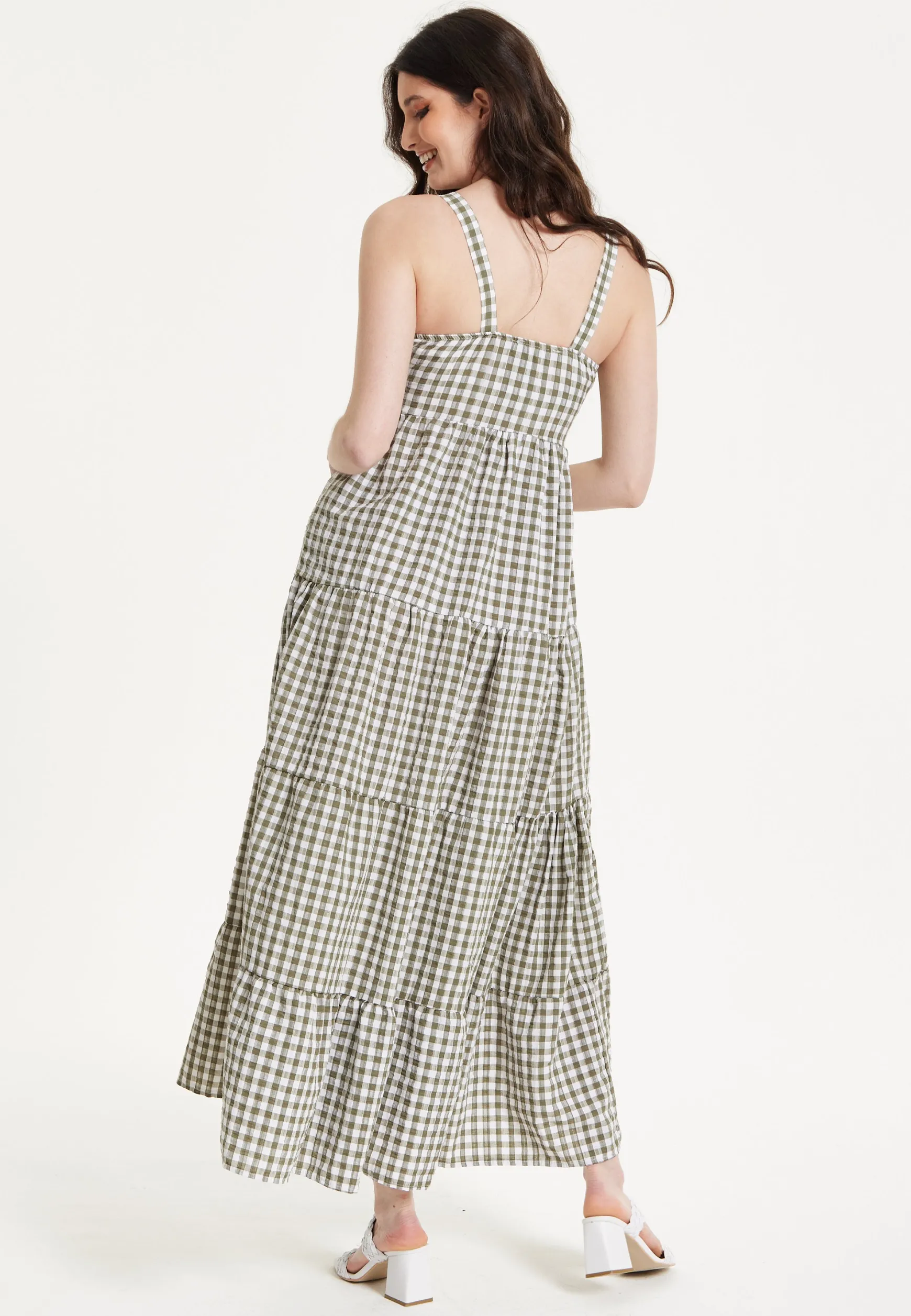 Gingham Tiered Maxi chekered Dress
