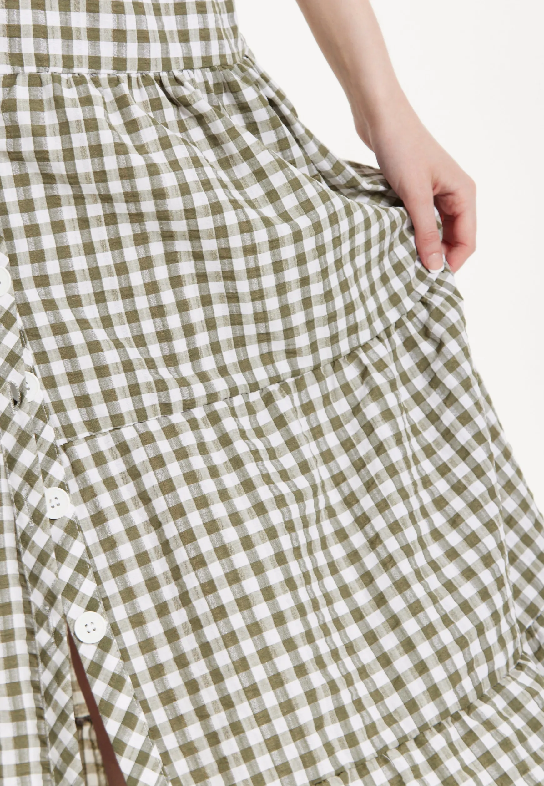 Gingham Tiered Maxi chekered Dress