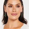 Gold & Diamond Emerald Green Tee Drop Earrings