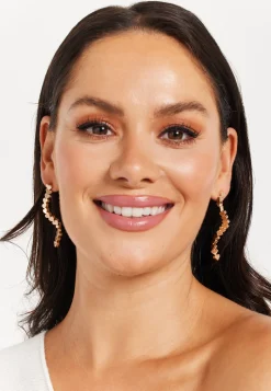 Gold Heart Long Earrings