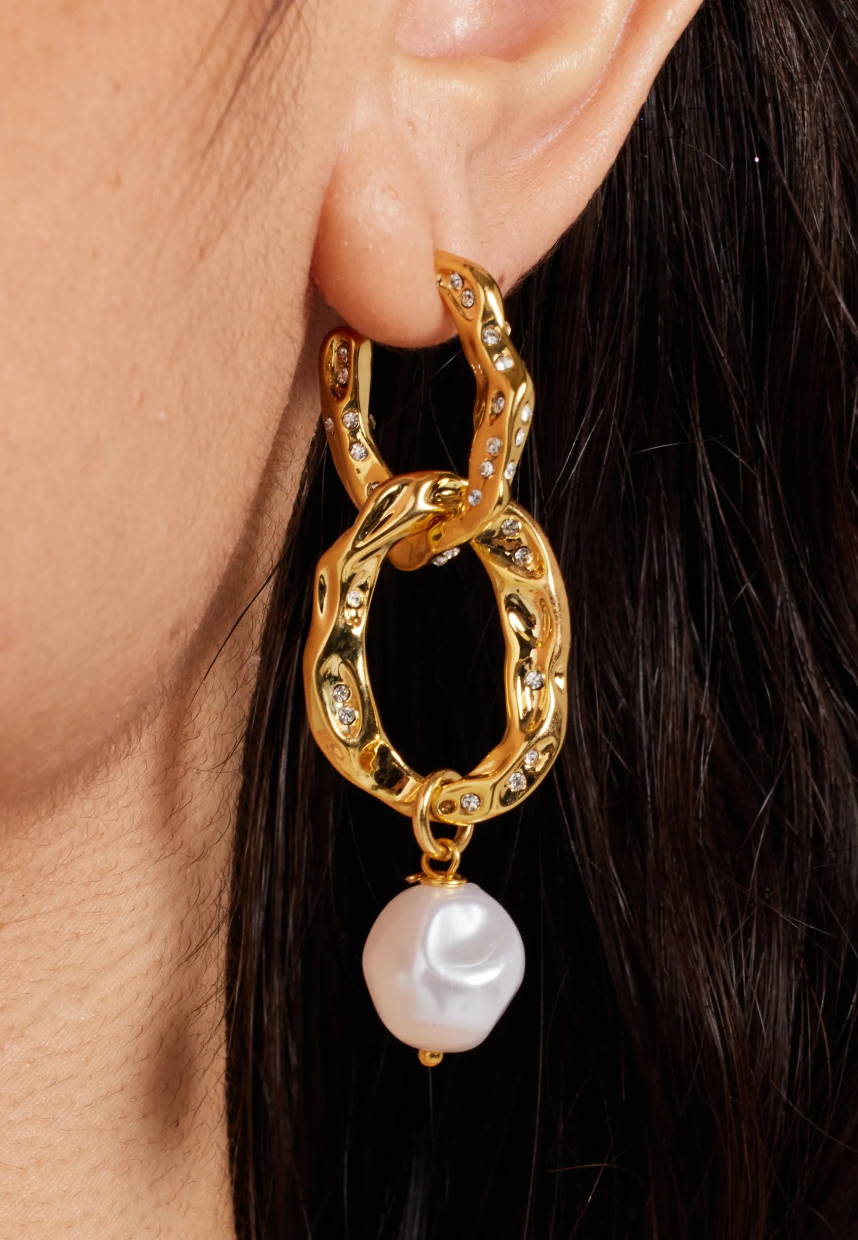 Gold Pearl Drop Earrings