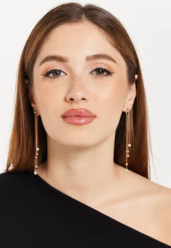 Gold Tassel Earrings with Rhinestone