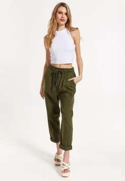 Khaki Jogger Pants with Drawstring Waist