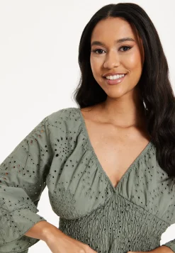 Khaki Ruffle Mini Dress