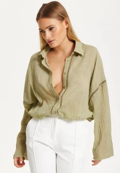 Khaki Sheer Relaxed Fit Shirt