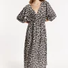 Leopard Print  V-Neck Maxi Dress