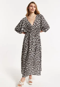 Leopard Print  V-Neck Maxi Dress
