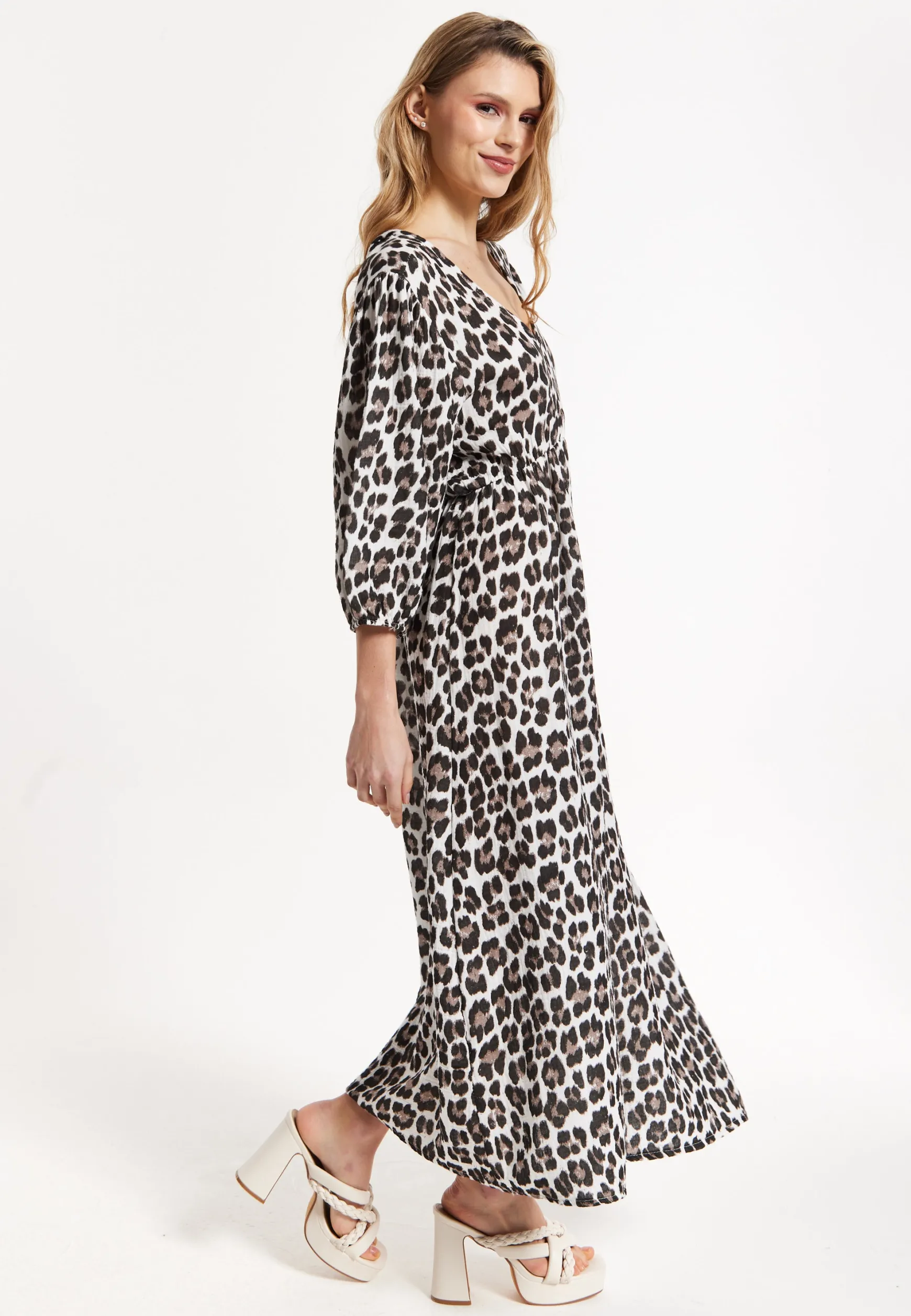 Leopard Print V-Neck Maxi Dress