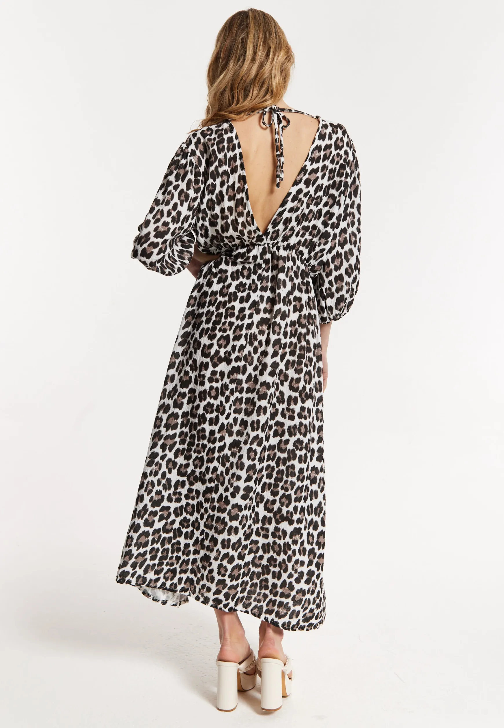 Leopard Print V-Neck Maxi Dress
