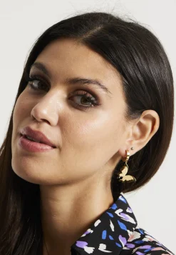 Liquorish Butterfly Mini Hoop Earrings In Gold