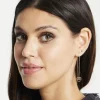 Liquorish Chain Drop Heart Earrings In Gold