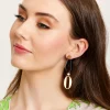 Liquorish Chain Link Drop Earrings In Black & Gold With Diamanté Details