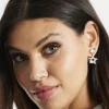 Liquorish Diamanté Star Earrings In Rose Gold