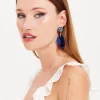 Liquorish Evil Eye Drop Style Earring With Abstract Shape Detail
