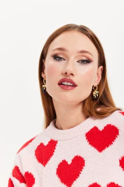 Liquorish Gold Drip Heart Hoop Earrings