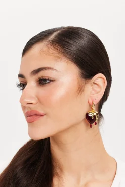 Liquorish Gold Drip Heart Hoop Earrings
