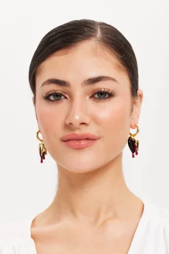 Liquorish Gold Drip Heart Hoop Earrings
