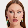 Liquorish "Love You" Drop Style Earrings In Multi Colour