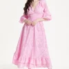 Pink Broderie Anglaise Maxi Dress