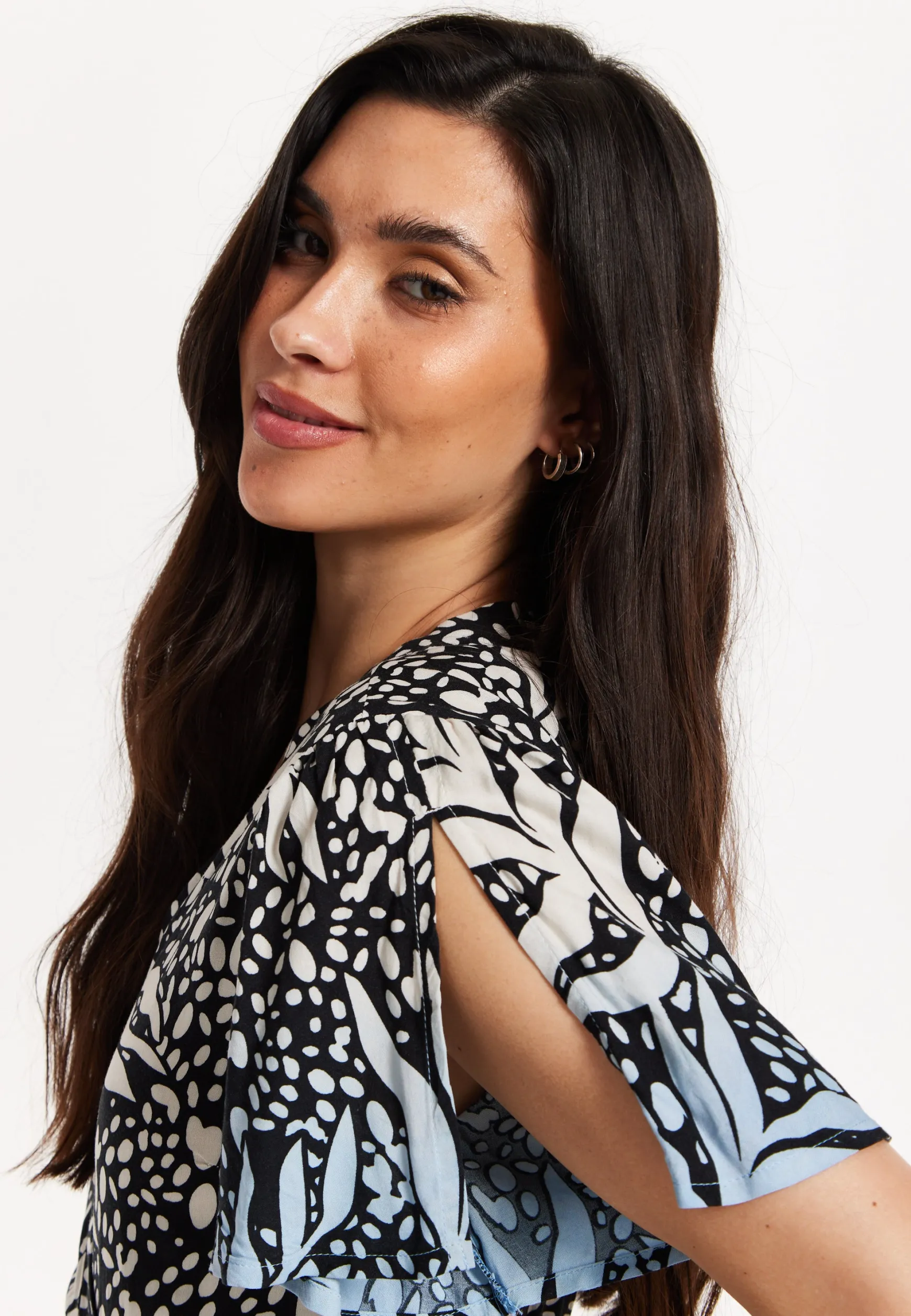 Printed Blue Dip Dye Wrap Midaxi Dress