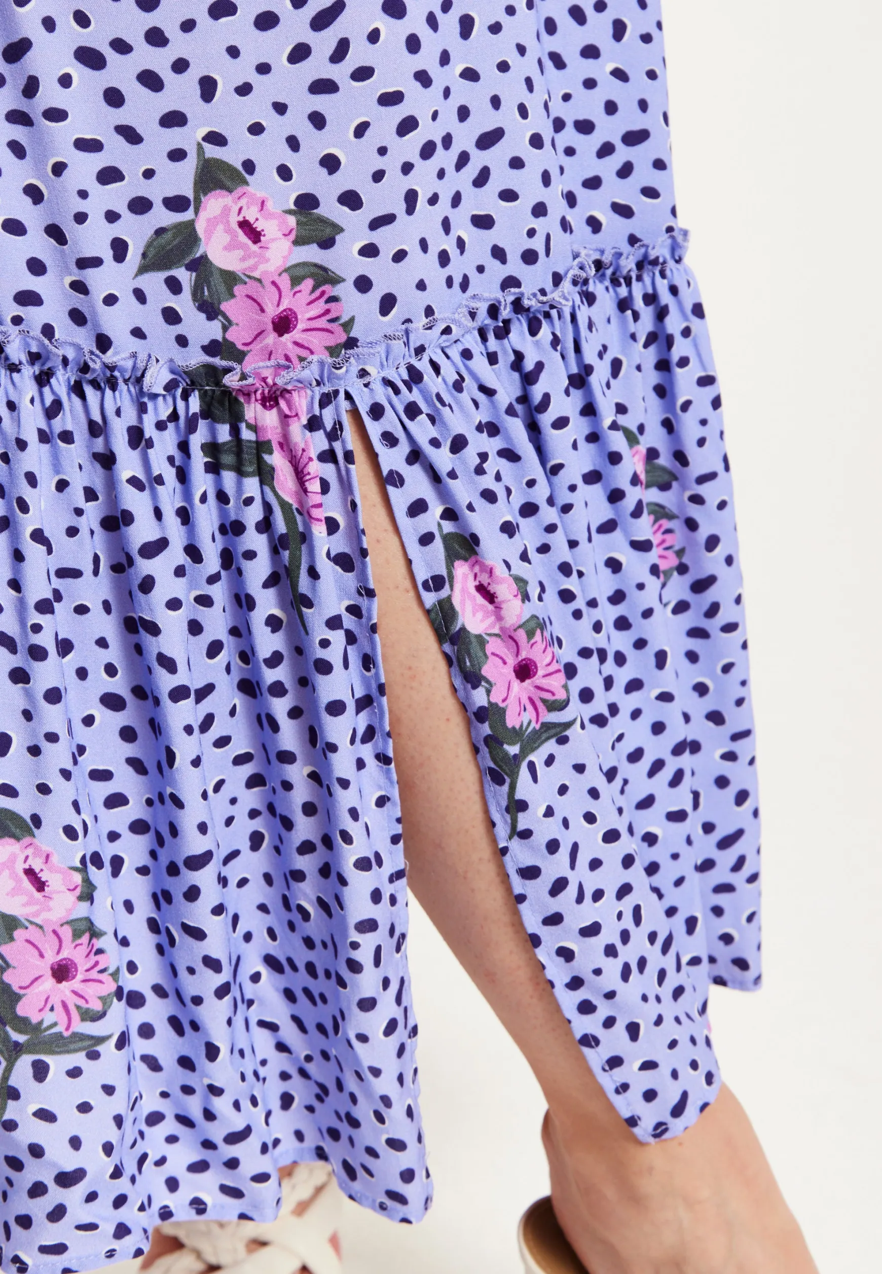 Purple Floral Off Shoulder Maxi Dress