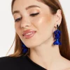 Royal Blue Petal Dangly Earrings
