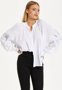 White Cut-Out Sleeve Blouse
