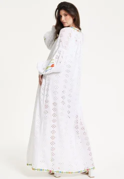 White Embroidered Boho Kimono