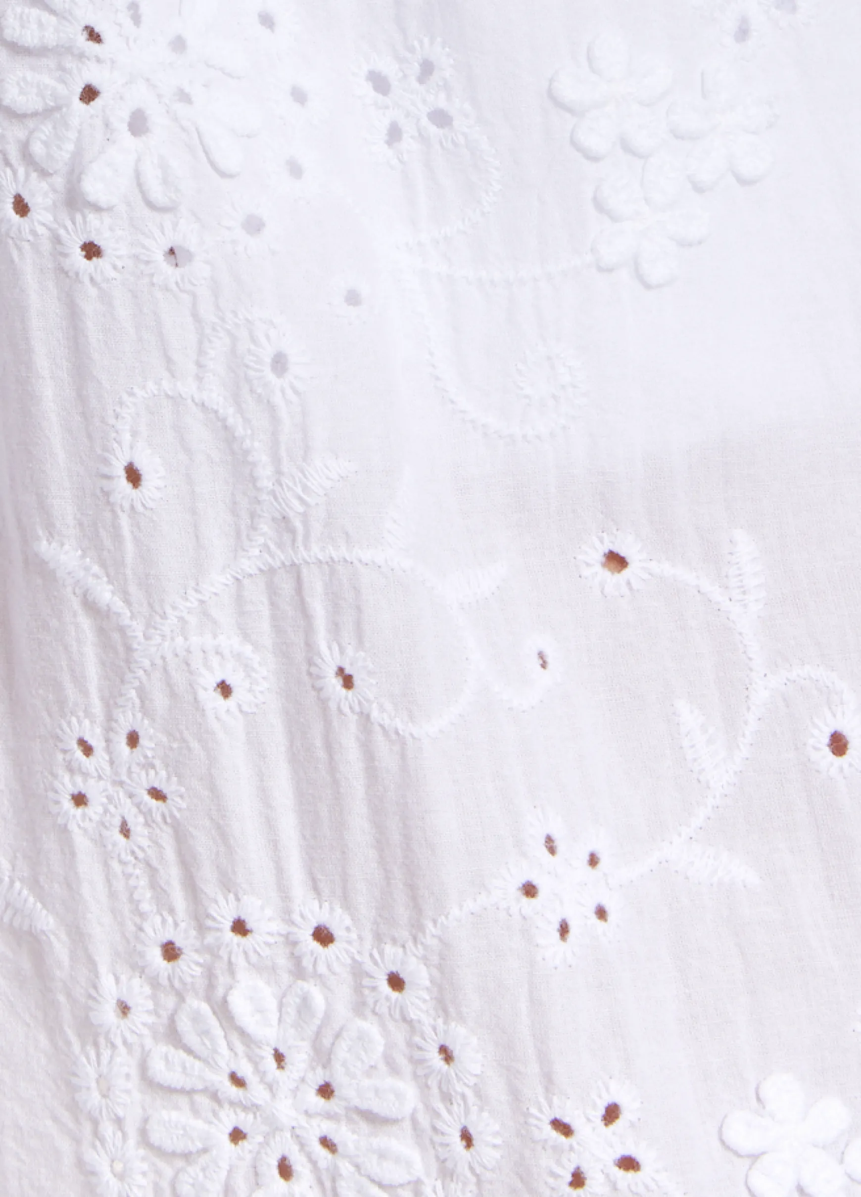 White Embroidered Wide Leg Trousers
