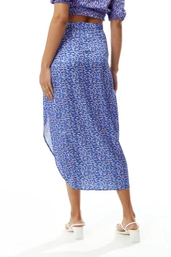 Women's Abstract Print Midi Skirt with Front Slit in Purple - Perfect for Summer Holidays by Liquorish