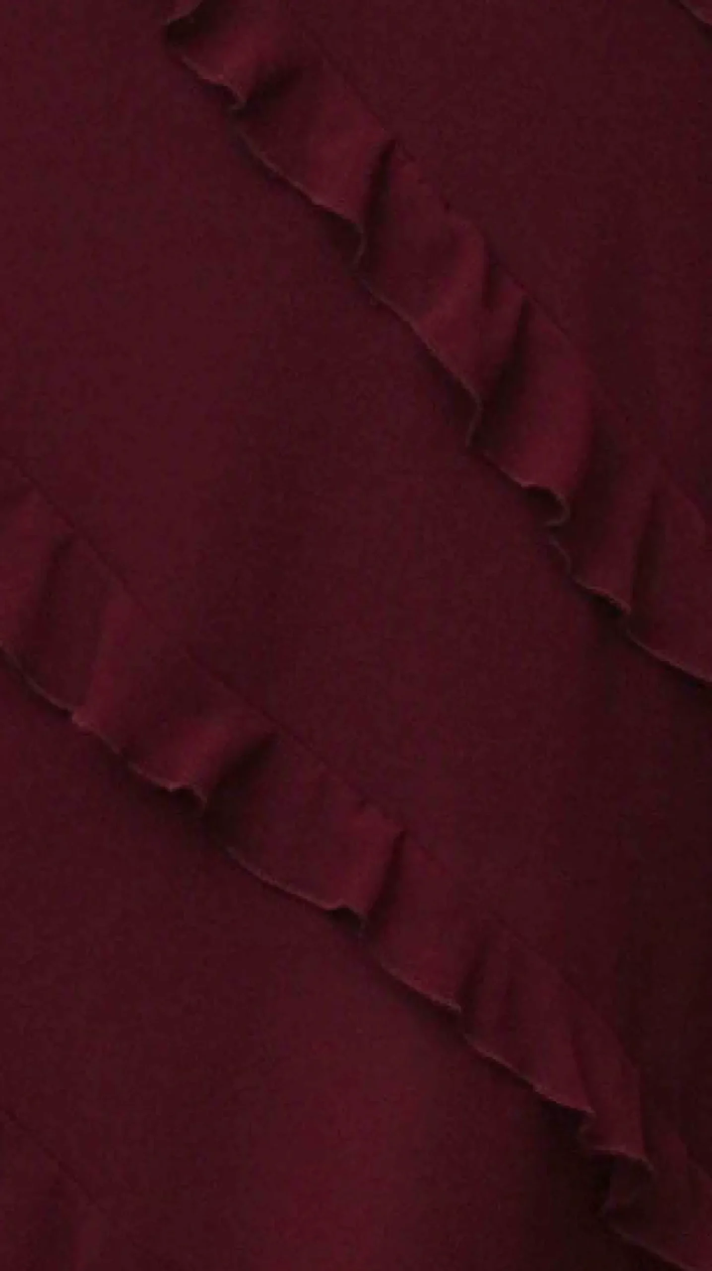 Women's Burgundy Sleeveless Chiffon Frill Midi Dress with Diagonal Frill Details and Scoop Back for Effortless Elegance