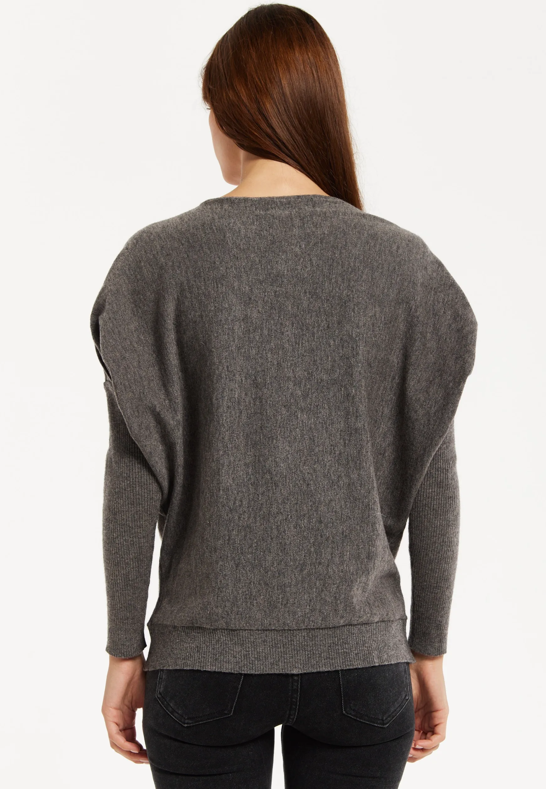 Women's Dark Grey Jumper with Fitted Long Sleeves and Sparkly Zebra Star Detail by Liquorish