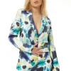 Women's Jacket - Multicolour Abstract Print Blazer with Padded Shoulders and Side Pockets, Relaxed Fit, Liquorish