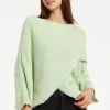 Women's Jumper in Green with Asymmetric Layered Shawl Design, Loose Fit, Long Sleeves, Crafted from Luxurious Blend of Fabrics