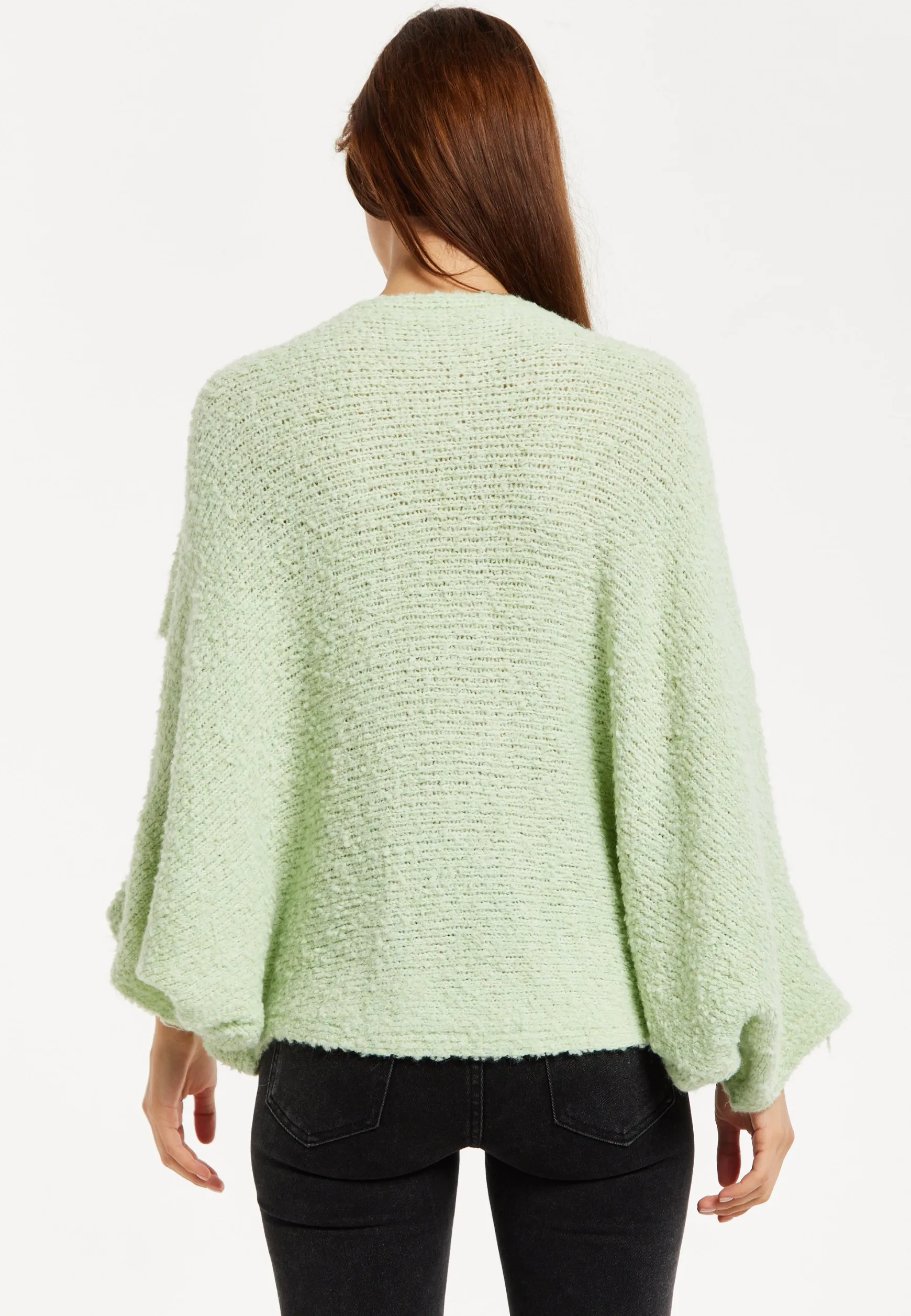 Women's Jumper in Green with Asymmetric Layered Shawl Design, Loose Fit, Long Sleeves, Crafted from Luxurious Blend of Fabrics