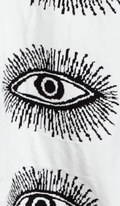 Women's Jumper in White with Long Sleeves and Distinctive Eye Pattern by Liquorish