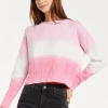 Women's Jumper with Long Sleeves in Chic Pink and White Ombre Design - Perfectly Stylish and Comfortable