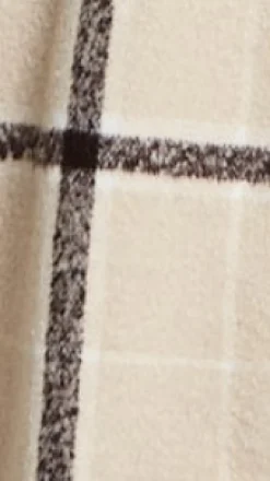 Women's Longline Check Coat with Notch Collar, Front Buttons, and Side Pockets - Liquorish