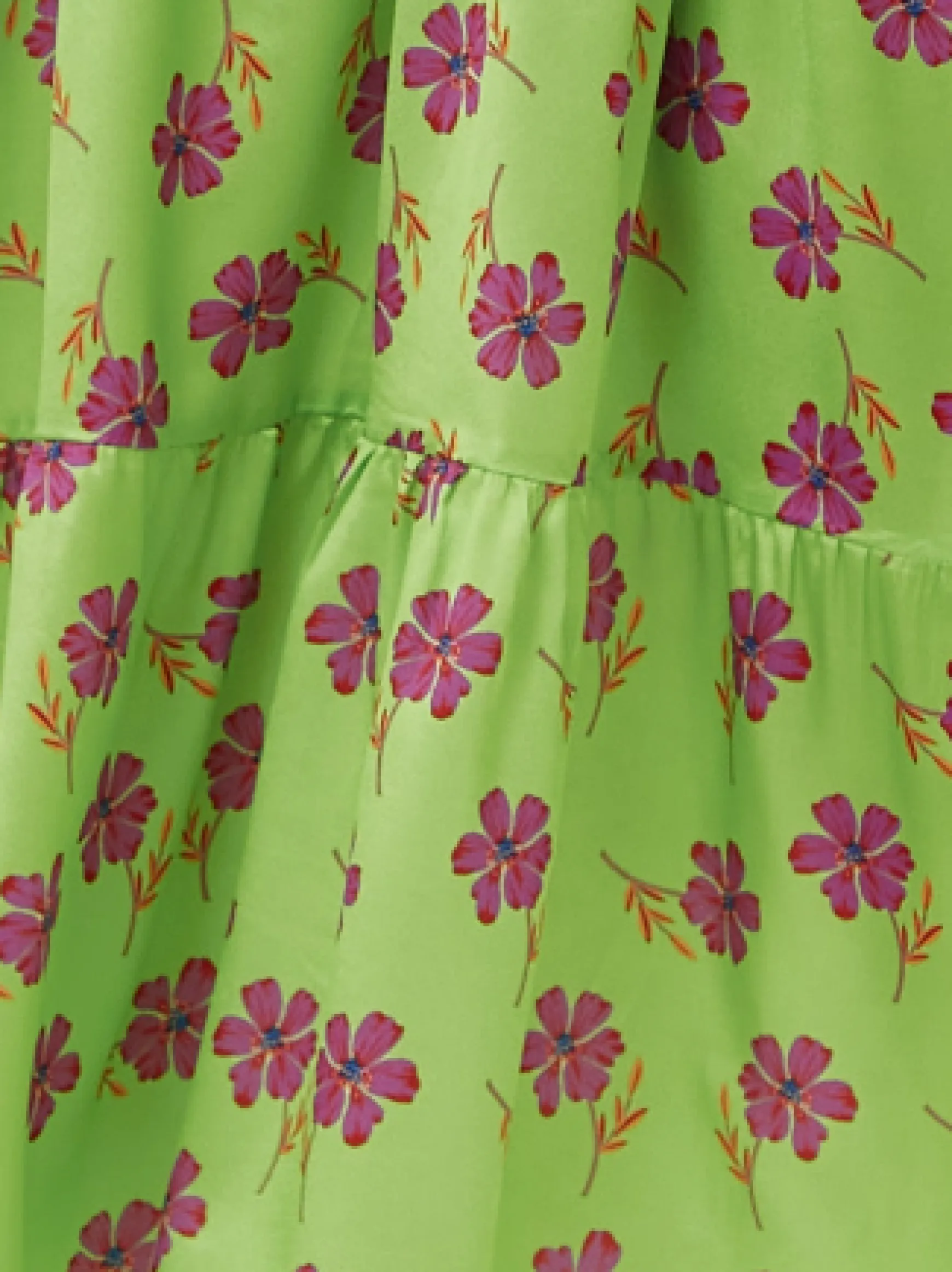 Women's Maxi Dress in Green Floral Print with Scoop Neck and Dropped Waist - Liquorish