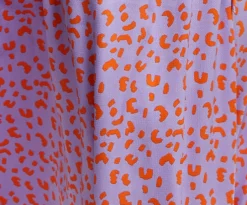 Women's Maxi Dress in Lilac and Orange with Flouncy Sleeves, Cheetah Print Wrap Style by Liquorish