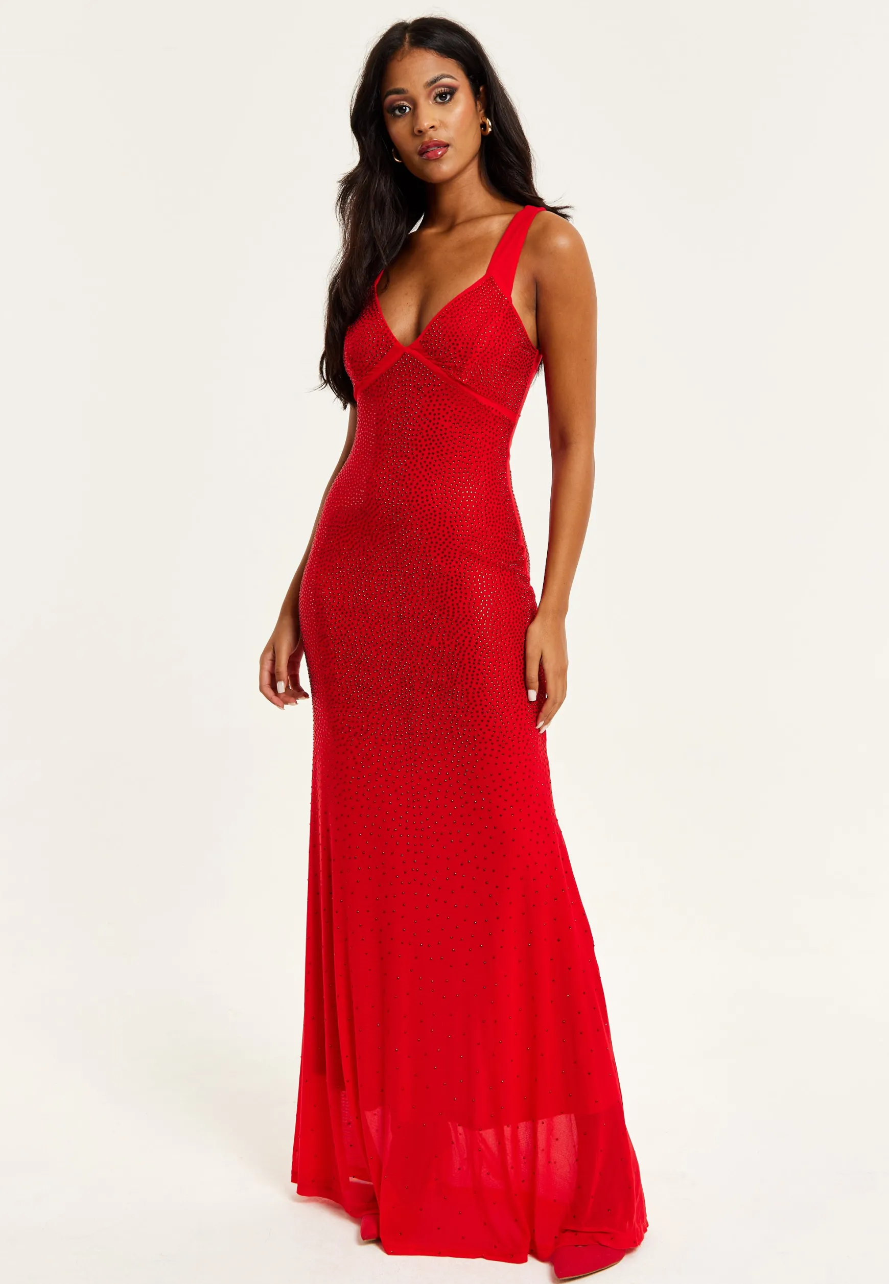 Women’s Maxi Dress in Red with Sleeveless Design and Open Back Detail, Perfectly Dazzling - Liquorish